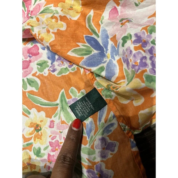 Lauren Ralph Lauren Women's Artsy Floral Button Up Top Size 1x Preppy - Picture 5 of 6